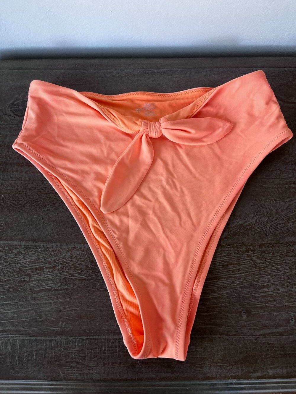 Women's High Waisted Bikini Bottoms Peach Orange Tie Front
